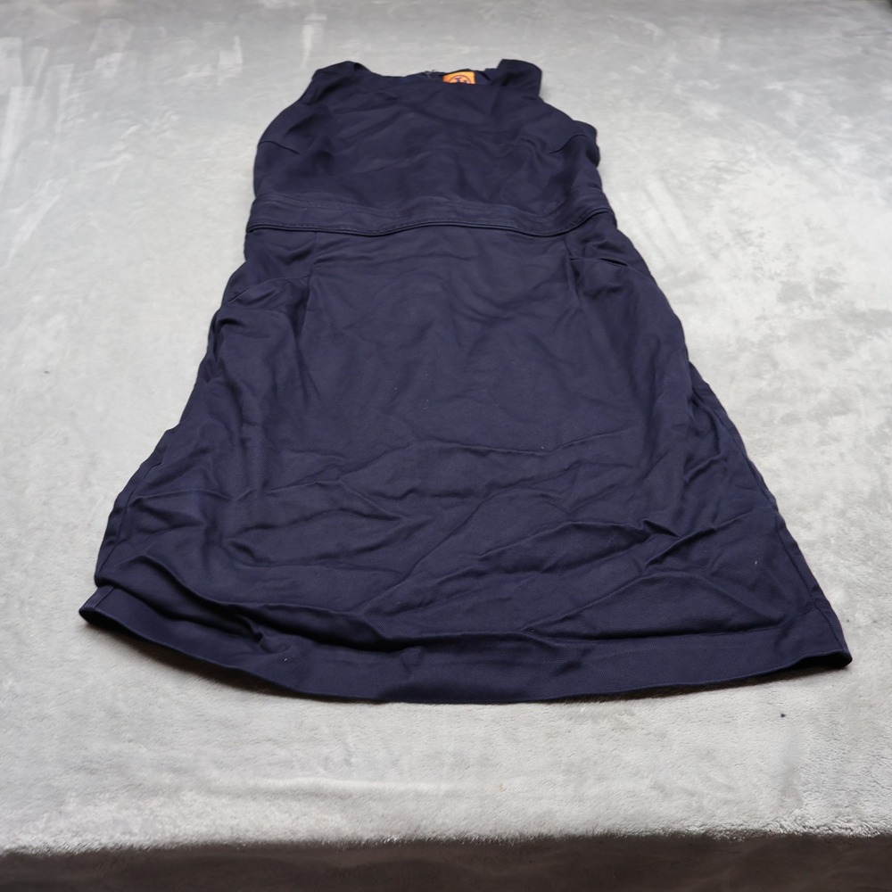 Tory Burch Sleeveless Dress Women 6 Blue Textured Sheath Classic Zip Back Formal